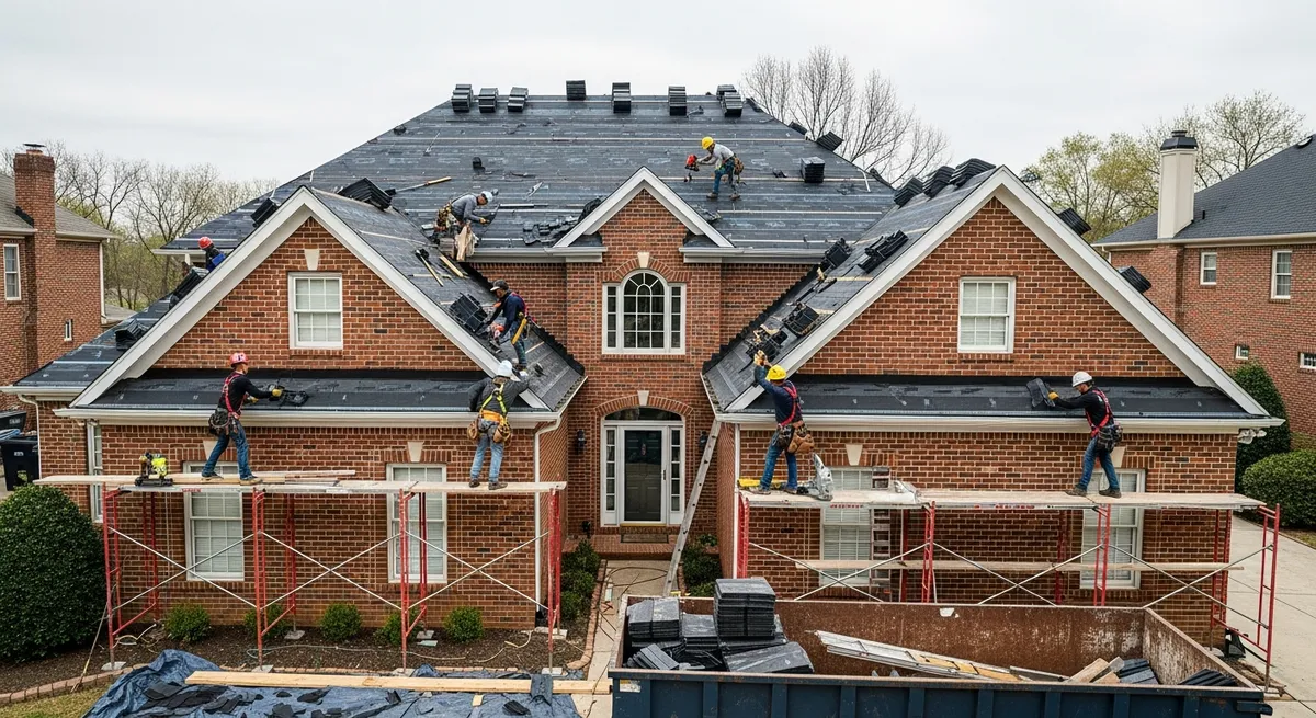 Maryland roofing company working on residential roof
