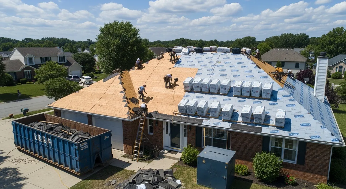Roof replacement project on a Maryland home
