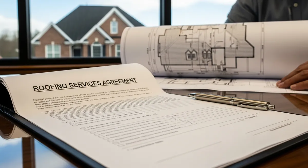 Roofing contract document with checklist